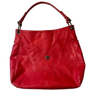 Capezio Vintage 80's Cherry Red Leather 1887 Hobo Shoulder Bag Soft Slouchy Tote